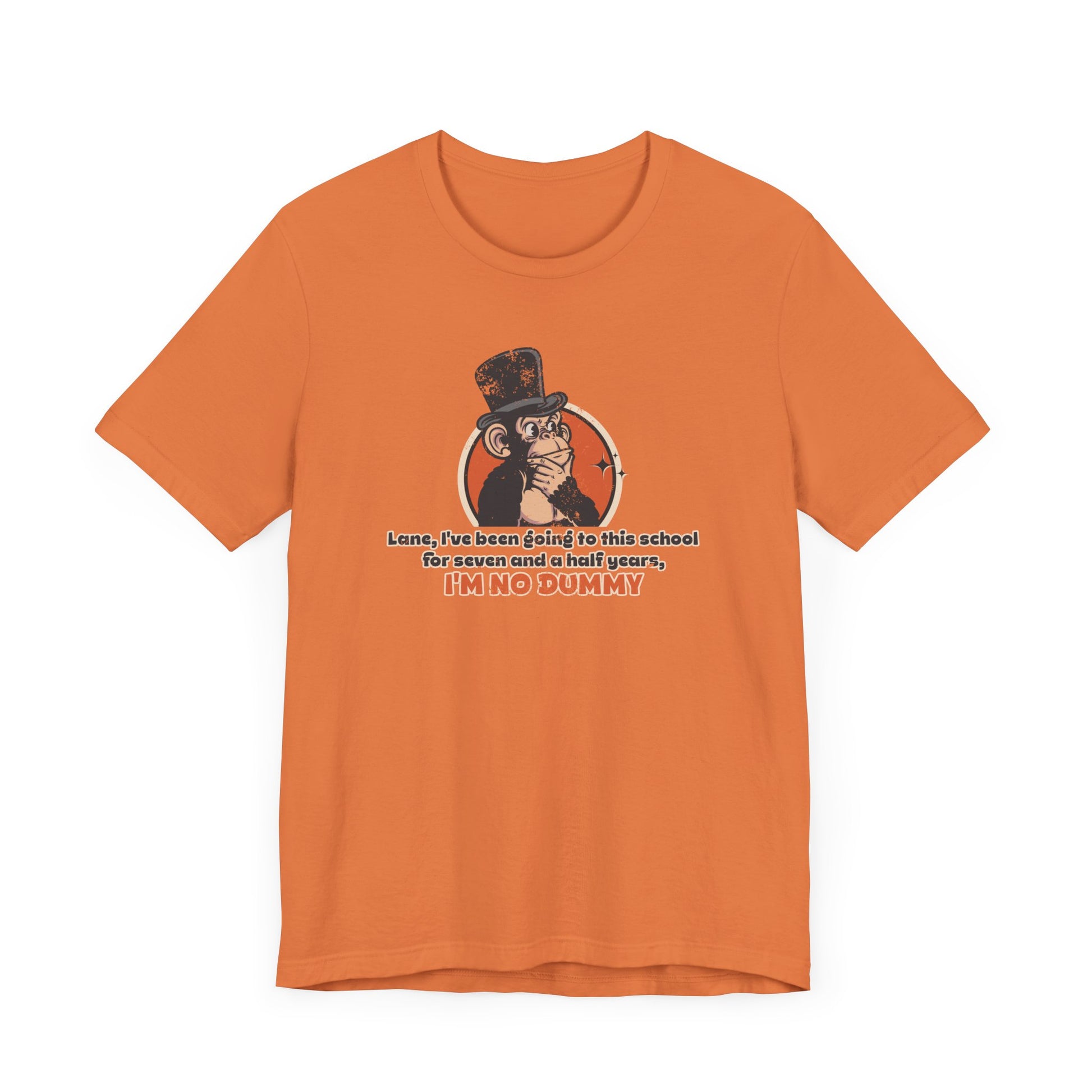 “I'm No Dummy” Throwback Jack Graphic Tee Better Off Dead orange