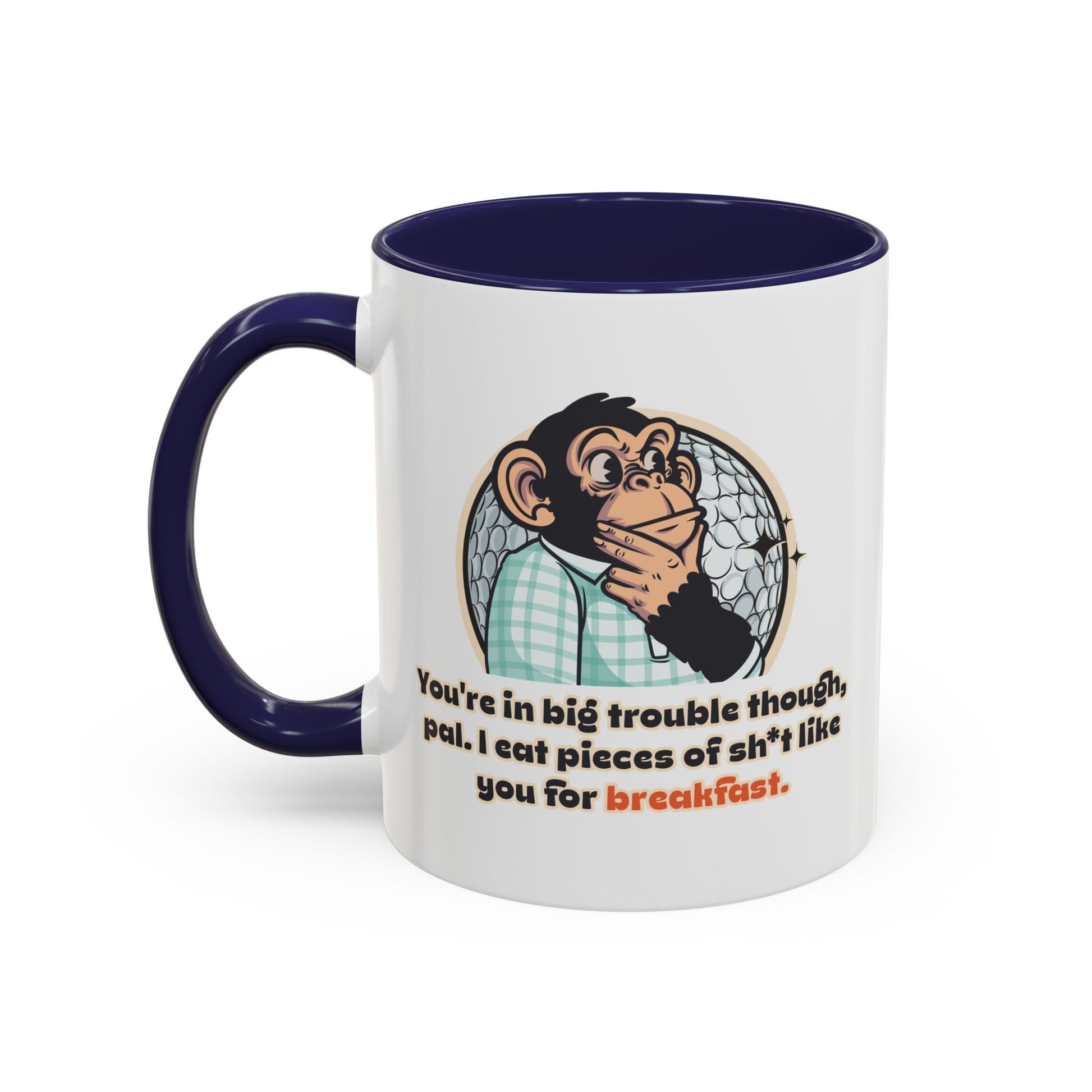 “I Eat Pieces of sh*t for Breakfast...” Throwback Jack Vintage Movie Quote Mug Happy Gilmore blue 2