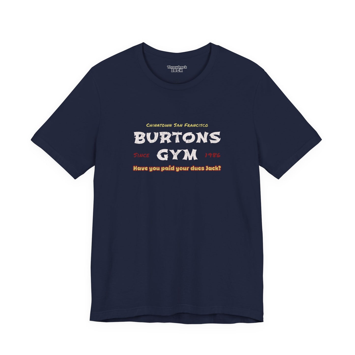 Burton's gym Blue Throwback Jack graphic t-shirt from Big Trouble in Little China