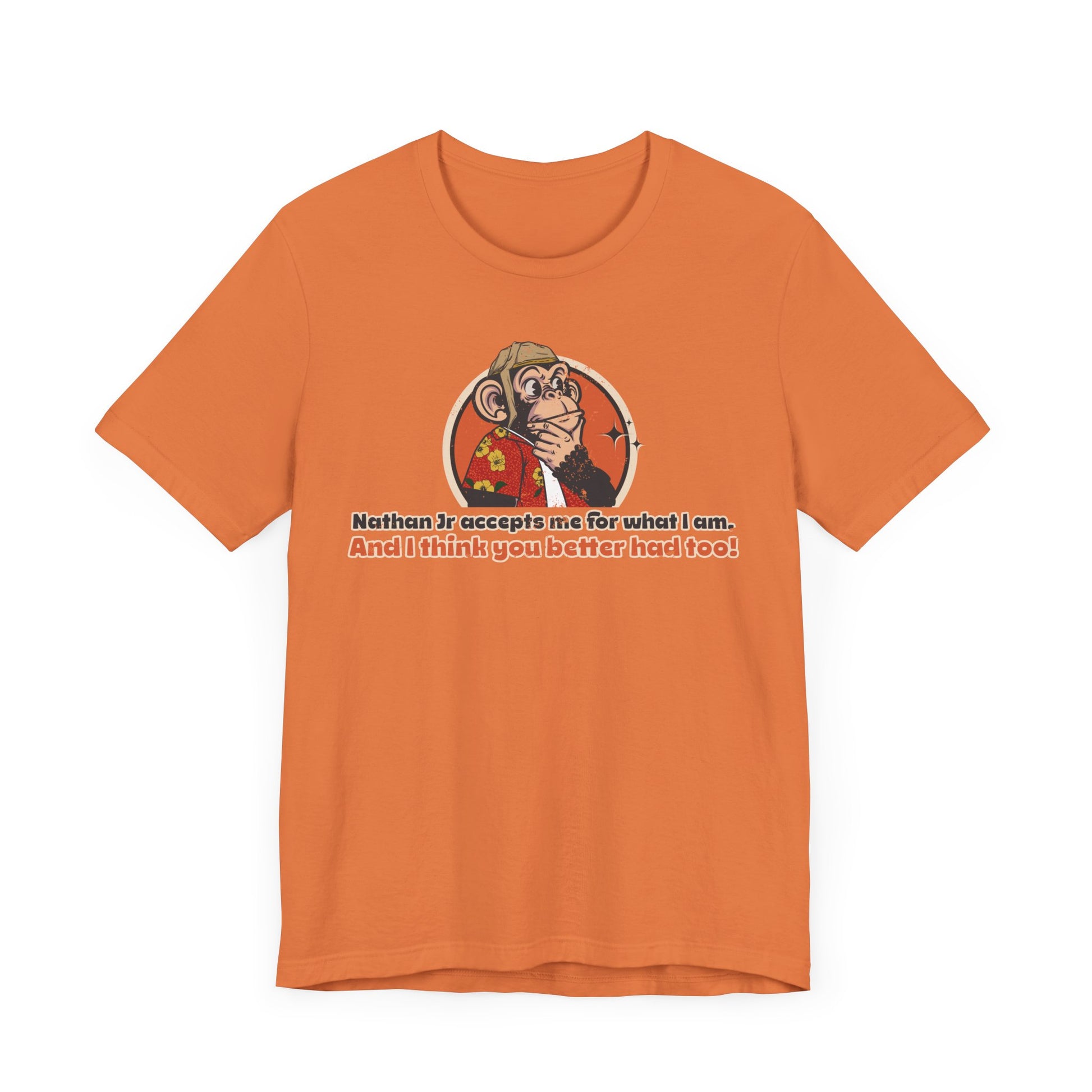“Nathan Jr Accepts me for What I am” Throwback Jack Vintage Movie Quote Graphic Tee Raising Arizona orange