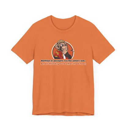 “Nathan Jr Accepts me for What I am” Throwback Jack Vintage Movie Quote Graphic Tee Raising Arizona orange