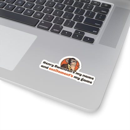 “Henry Swanson’s My Name, and Excitement’s My Game” Throwback Jack Sticker Inspired by Big Trouble in Little China on a laptop