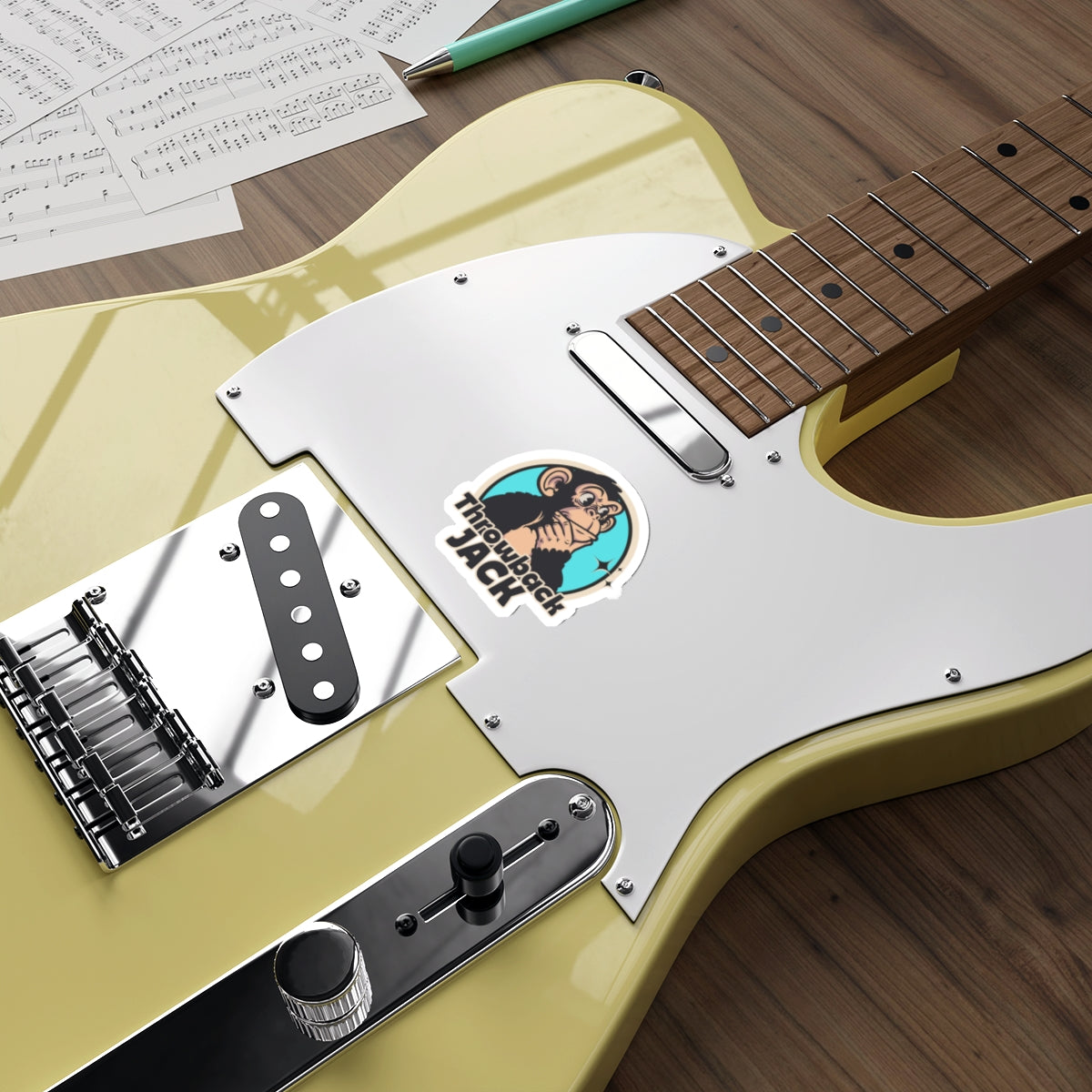 Throwback Jack Logo Vintage Movie Quote Graphic Sticker L Guitar