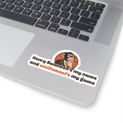 “Henry Swanson’s My Name, and Excitement’s My Game” Throwback Jack Sticker Inspired by Big Trouble in Little China on a laptop